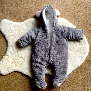 6-9 month furry winter snap up suit